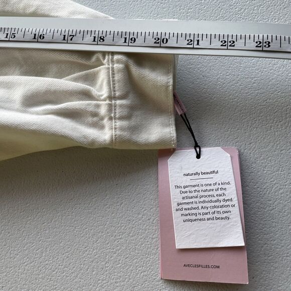 AVEC LES FILLES Oversized Denim Jean Jacket Off White Ruffled Feminine Sleeve M - Picture 11 of 16